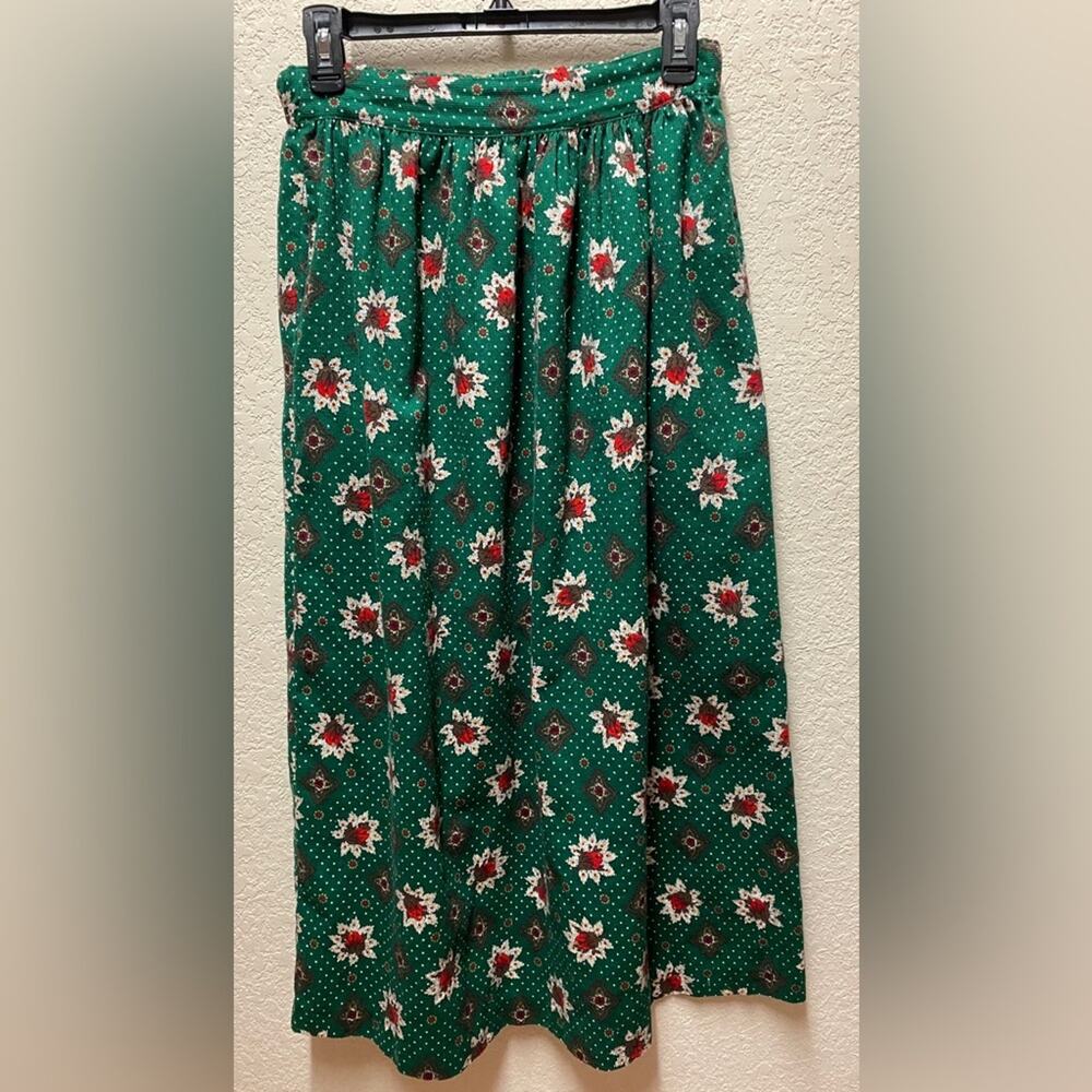 Green Floral A-Line Skirt